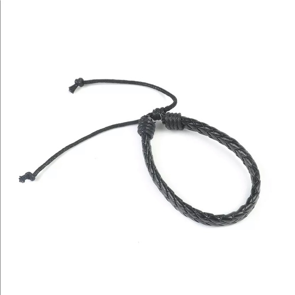 💰2/$10💰NEW•Black leather unisex braided adjustable bracelet - Picture 3 of 6